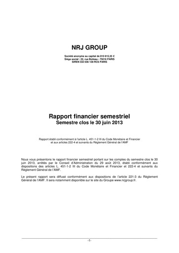 Thumbnail NRJ Group Financial Report 2013-h1