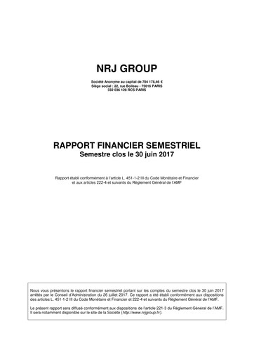 Thumbnail NRJ Group Financial Report 2017-h1