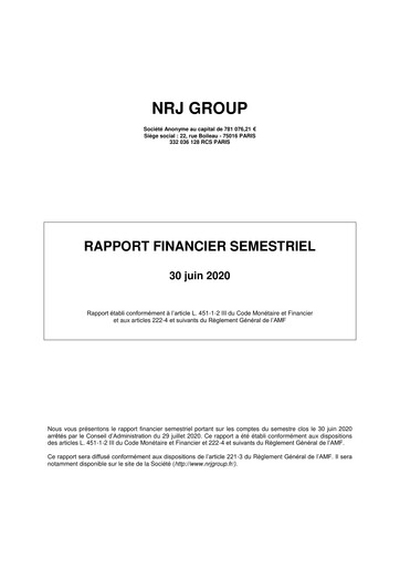 Thumbnail NRJ Group Financial Report 2020-h1