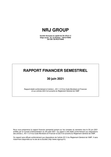 Thumbnail NRJ Group Financial Report 2021-h1