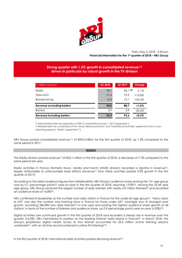 Miniature NRJ Group Rapport trimestriel 2018-q1