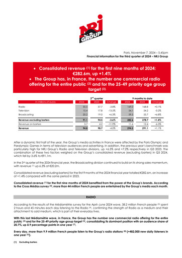 Thumbnail NRJ Group Quarterly Report 2024-q3
