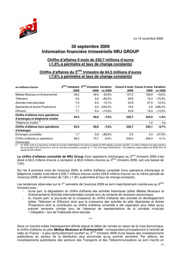 Miniature NRJ Group Rapport trimestriel 2009-q3