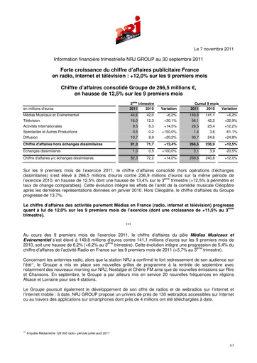 Miniature NRJ Group Rapport trimestriel 2011-q3