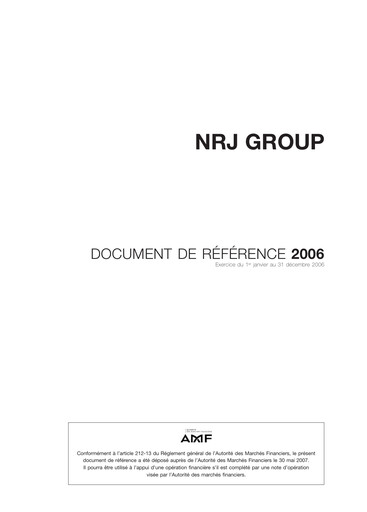 Thumbnail NRJ Group Universal Registration Document 2006