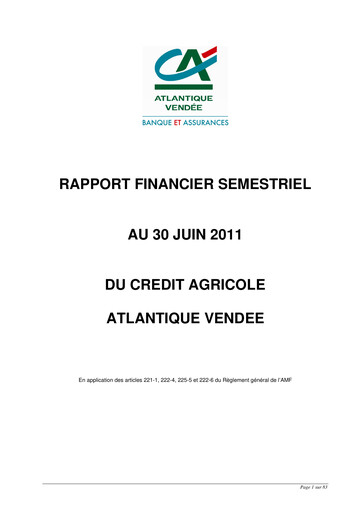 Miniature Caisse régionale de Crédit Agricole Mutuel Atlantique Vendée Rapport semestriel 2011-h1