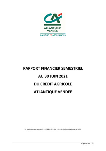 Miniature Caisse régionale de Crédit Agricole Mutuel Atlantique Vendée Rapport semestriel 2021-h1