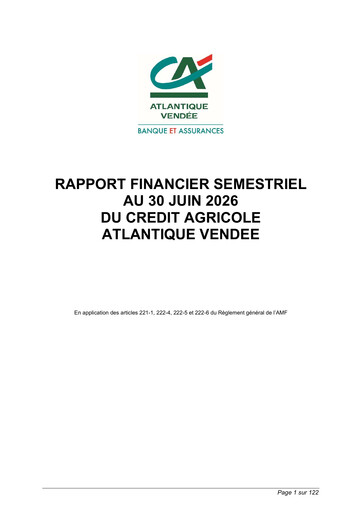 Thumbnail Caisse régionale de Crédit Agricole Mutuel Atlantique Vendée Half-year Report 2026-h1
