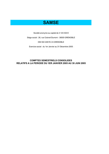 Thumbnail Groupe SAMSE Half-year Report 2005-h1