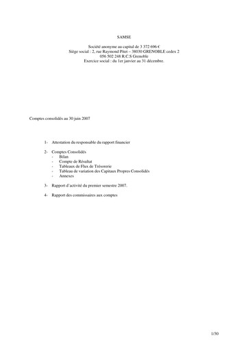 Thumbnail Groupe SAMSE Half-year Report 2007-h1