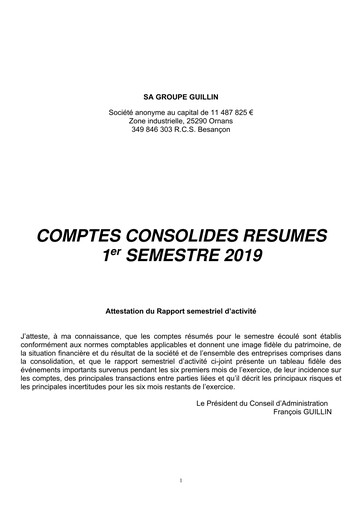 Thumbnail Groupe Guillin Half-year Report 2019