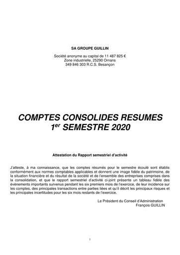 Thumbnail Groupe Guillin Half-year Report 2020