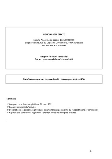Thumbnail Fiducial Real Estate Half-year Report 2011-h1
