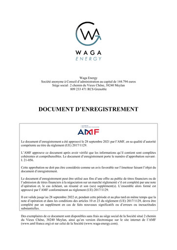 Thumbnail Waga Energy Universal Registration Document 2020