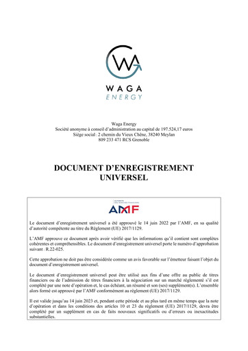 Thumbnail Waga Energy Universal Registration Document 2021