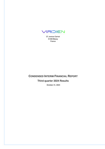 Miniature Viridien Rapport trimestriel 2024-q3