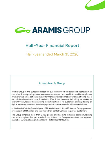 Thumbnail Aramis Group Half-year Report 2026-h1