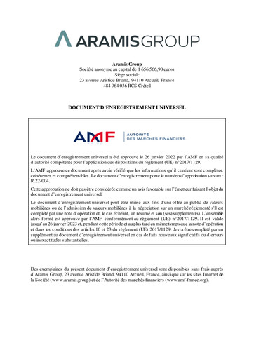 Thumbnail Aramis Group Universal Registration Document 2021