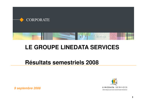 Miniature Linedata Services Rapport semestriel 2008-h1