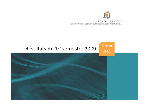 Miniature Linedata Services Rapport semestriel 2009-h1
