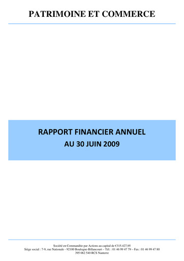 Thumbnail Patrimoine et Commerce SA Financial Report fy2009