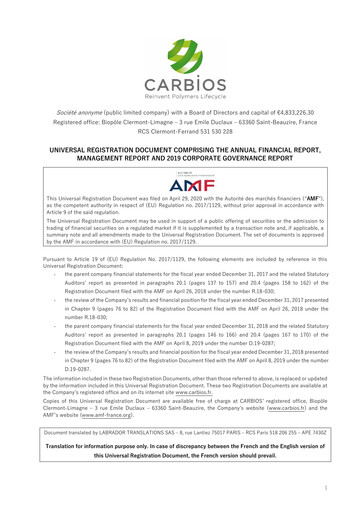 Thumbnail Carbios SAS Universal Registration Document 2019