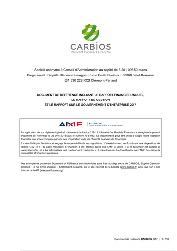 Thumbnail Carbios SAS Universal Registration Document 2017
