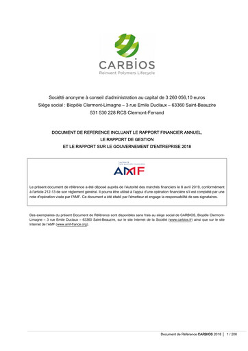 Thumbnail Carbios SAS Universal Registration Document 2018