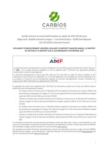 Thumbnail Carbios SAS Universal Registration Document 2019