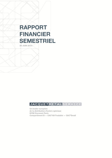 Thumbnail Jacquet Metals Half-year Report 2011