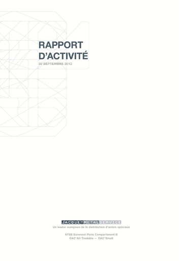 Thumbnail Jacquet Metals Quarterly Report 2012-q3