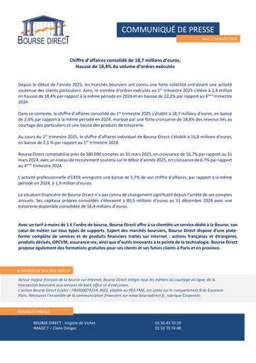 Thumbnail Bourse Direct Quarterly Report 2025-q1