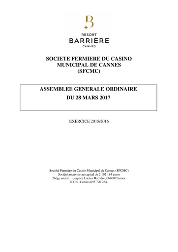 Thumbnail Société Fermière du Casino Municipal de Cannes Annual Report 2015-2016