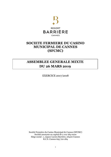 Thumbnail Société Fermière du Casino Municipal de Cannes Annual Report 2017-2018