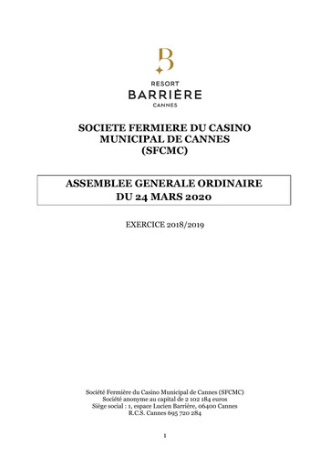 Thumbnail Société Fermière du Casino Municipal de Cannes Annual Report 2018-2019