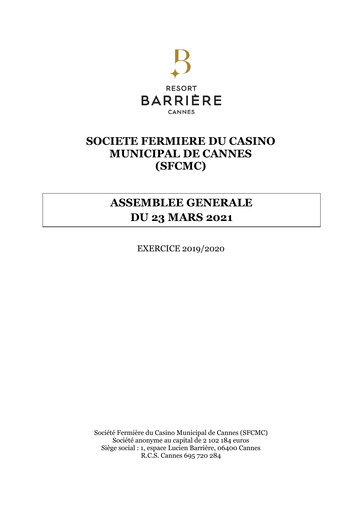 Thumbnail Société Fermière du Casino Municipal de Cannes Annual Report 2019-2020