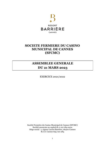 Thumbnail Société Fermière du Casino Municipal de Cannes Annual Report 2021-2022