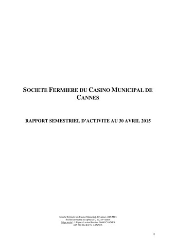 Thumbnail Société Fermière du Casino Municipal de Cannes Half-year Report 2014-2015-h1