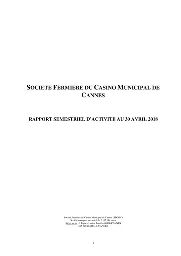 Thumbnail Société Fermière du Casino Municipal de Cannes Half-year Report 2017-2018-h1