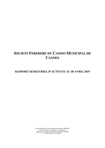 Thumbnail Société Fermière du Casino Municipal de Cannes Half-year Report 2018-2019-h1