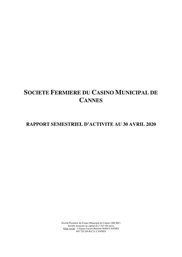 Thumbnail Société Fermière du Casino Municipal de Cannes Half-year Report 2019-2020-h1