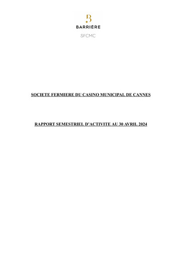 Thumbnail Société Fermière du Casino Municipal de Cannes Half-year Report 2023-2024-h1