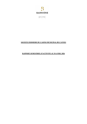 Thumbnail Société Fermière du Casino Municipal de Cannes Half-year Report 2025-2026-h1