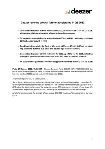 Thumbnail Deezer Quarterly Report 2022-q3