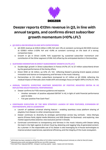Thumbnail Deezer Quarterly Report 2025-q3