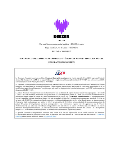 Thumbnail Deezer Universal Registration Document 2024