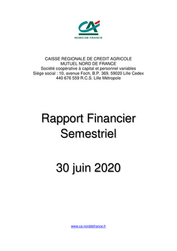 Miniature Caisse Régionale de Crédit Agricole Mutuel Nord de France Rapport semestriel 2020-h1