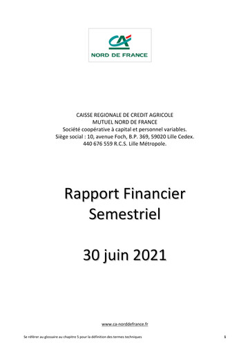 Miniature Caisse Régionale de Crédit Agricole Mutuel Nord de France Rapport semestriel 2021-h1