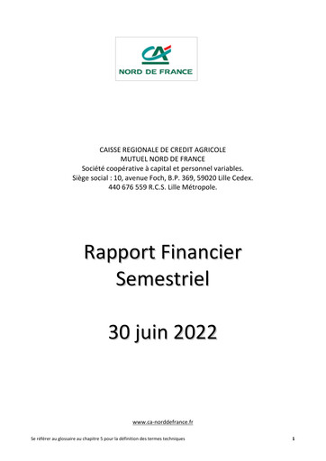 Miniature Caisse Régionale de Crédit Agricole Mutuel Nord de France Rapport semestriel 2022-h1