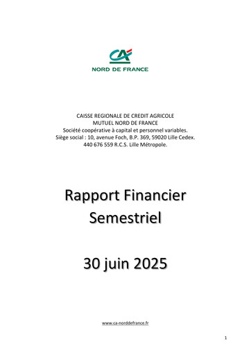 Thumbnail Caisse Régionale de Crédit Agricole Mutuel Nord de France Half-year Report 2025-h1